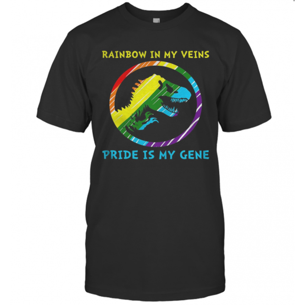 Lgbt Dinosaur Rainbow In My Veins Pride Is My Gene T-Shirt